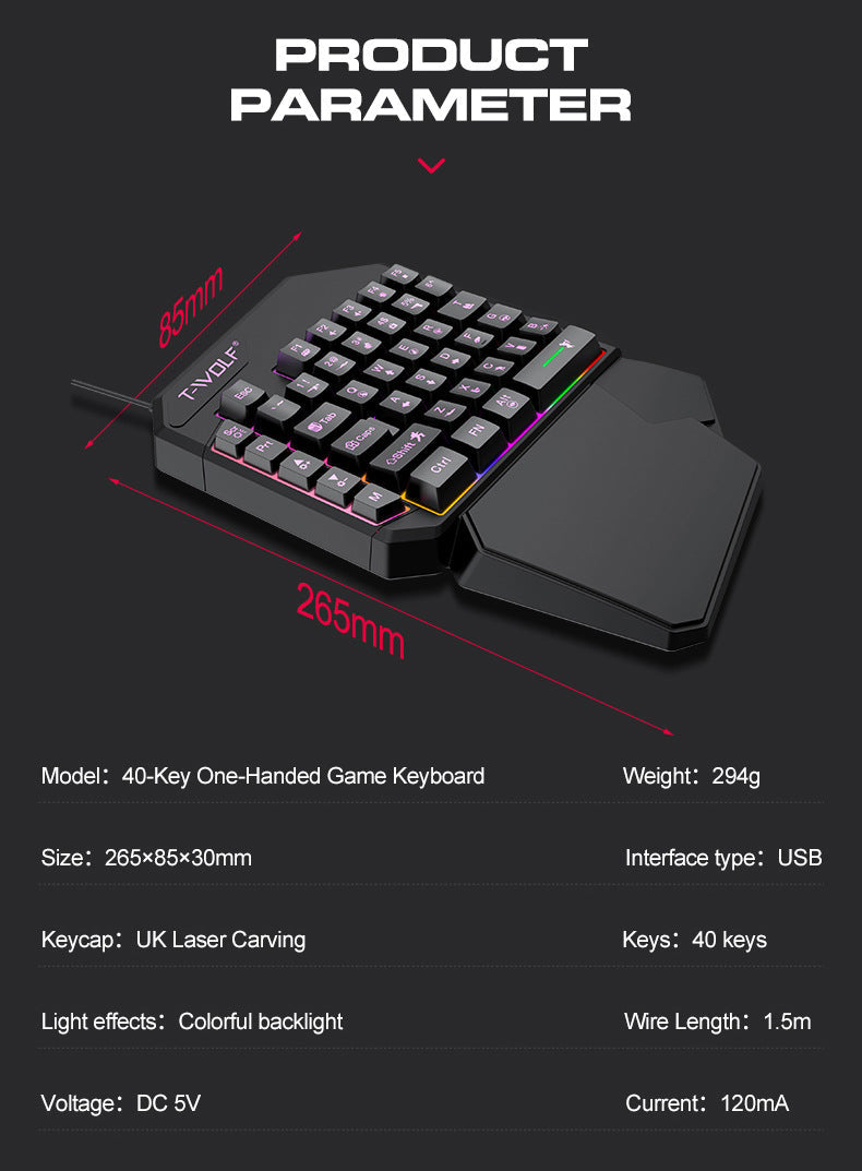 Single Hand Mouse Keyboard Suit UrShope