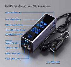 300W DC-AC Inverter 220V to 12V Car Charger Adapter with LCD Display UrShope