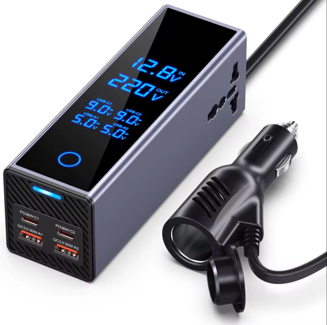 300W DC-AC Inverter 220V to 12V Car Charger Adapter with LCD Display UrShope